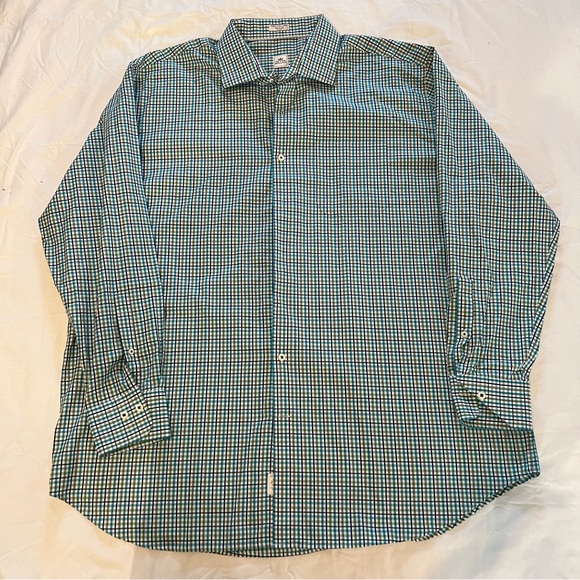 Peter Millar Men's XXL Green Plaid Cotton Long Sleeve Button Down Shirt - Picture 1 of 3